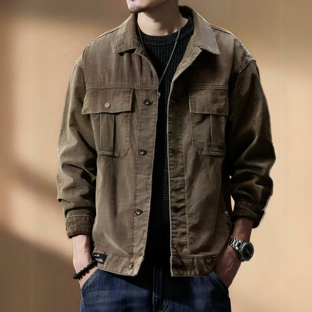 Thomas | Men's Khaki Corduroy Casual Jacket Coat