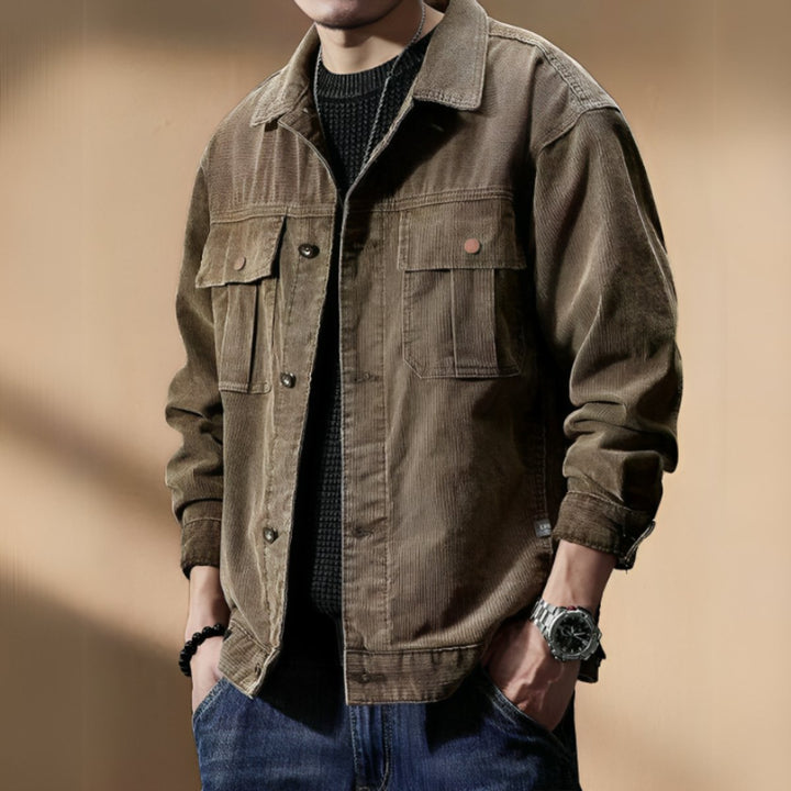 Thomas | Men's Khaki Corduroy Casual Jacket Coat
