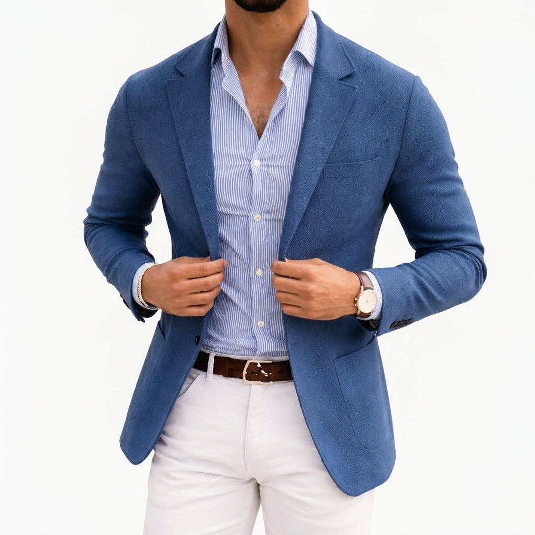 James | Men's Knit Blazer Smart Casual Tailored Jacket Notch Lapel