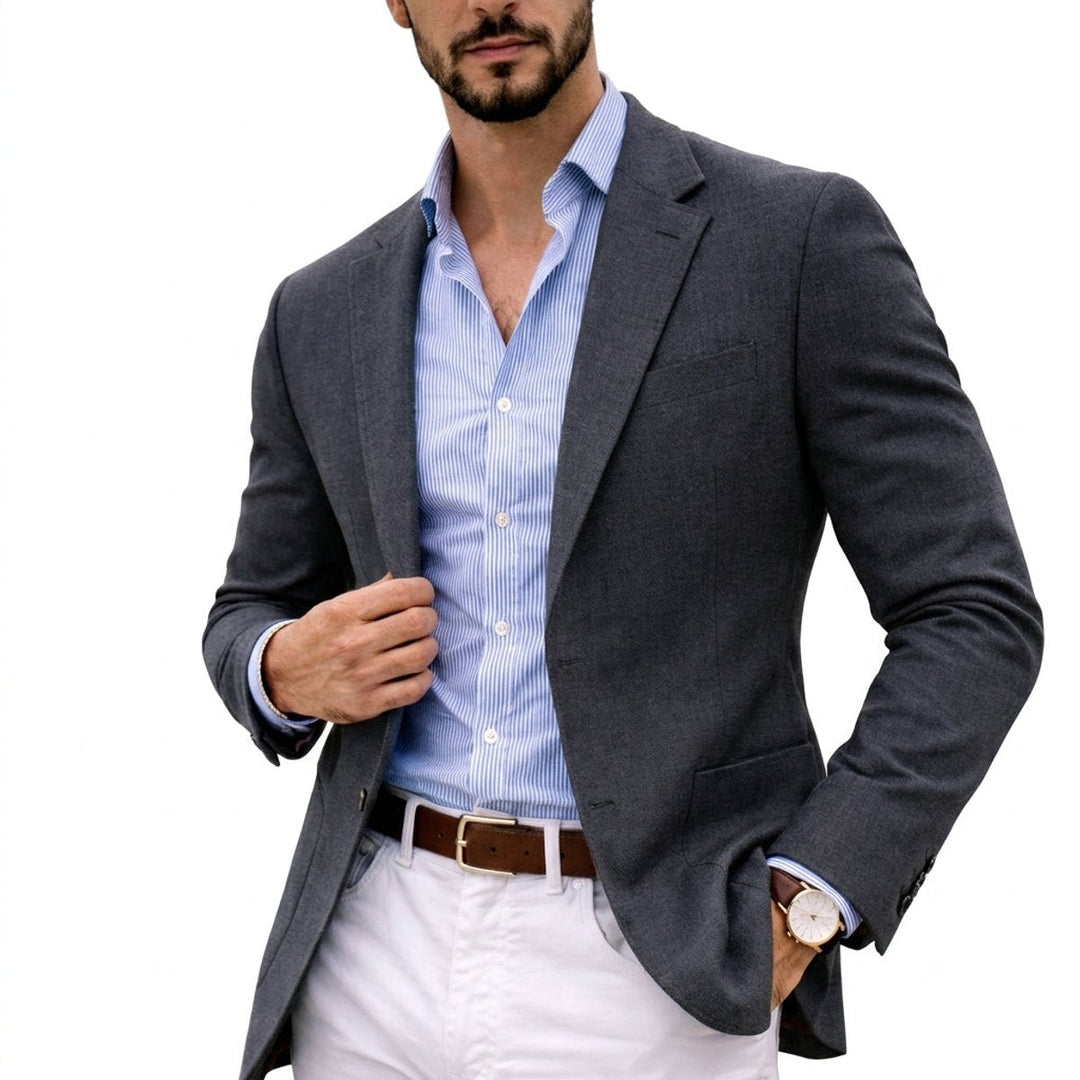 James | Men's Knit Blazer Smart Casual Tailored Jacket Notch Lapel
