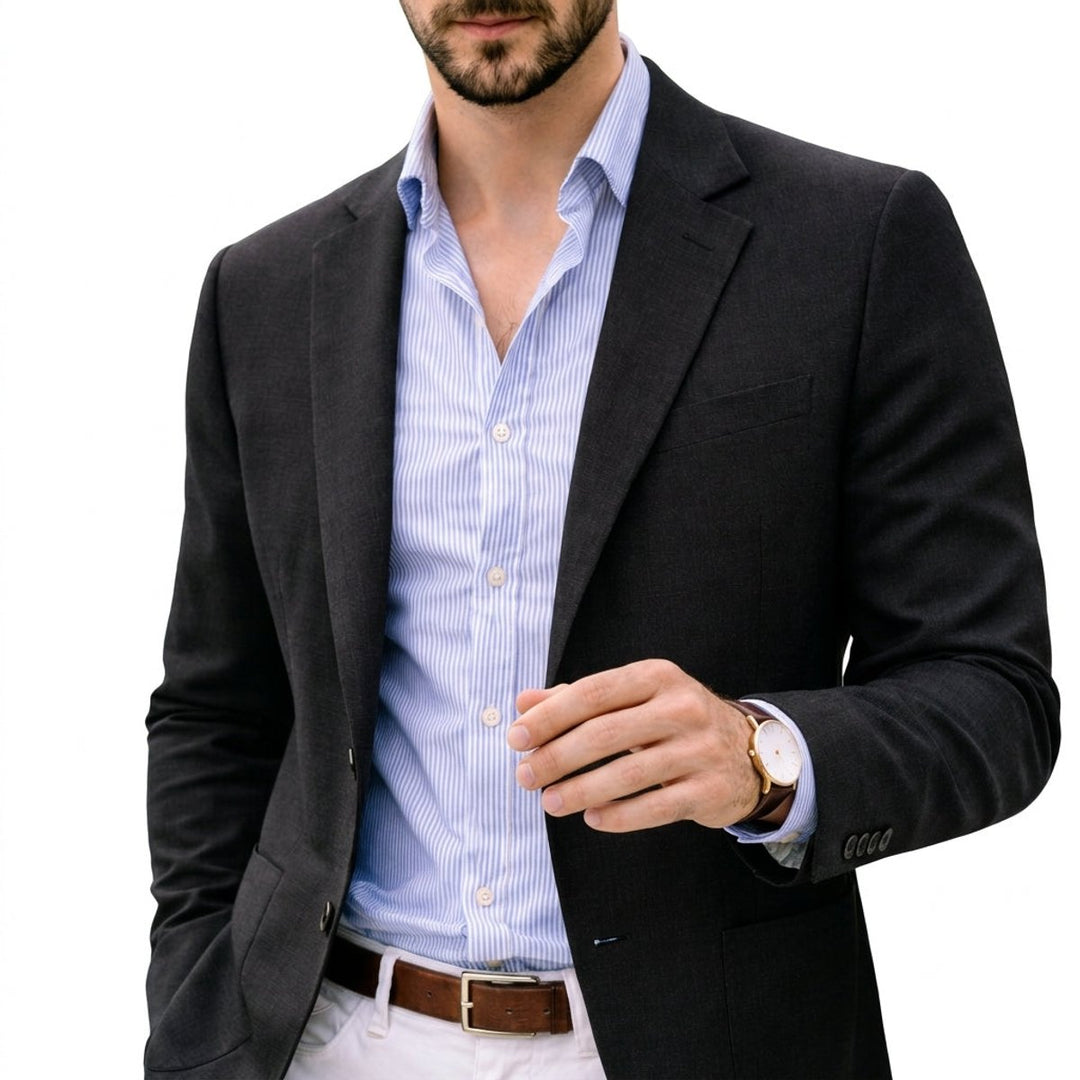 James | Men's Knit Blazer Smart Casual Tailored Jacket Notch Lapel