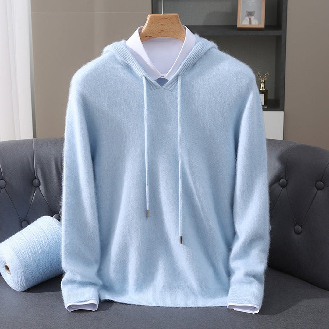 Harry | Mens Knitted Cashmere Hoodie Jumper Drawstring Pullover