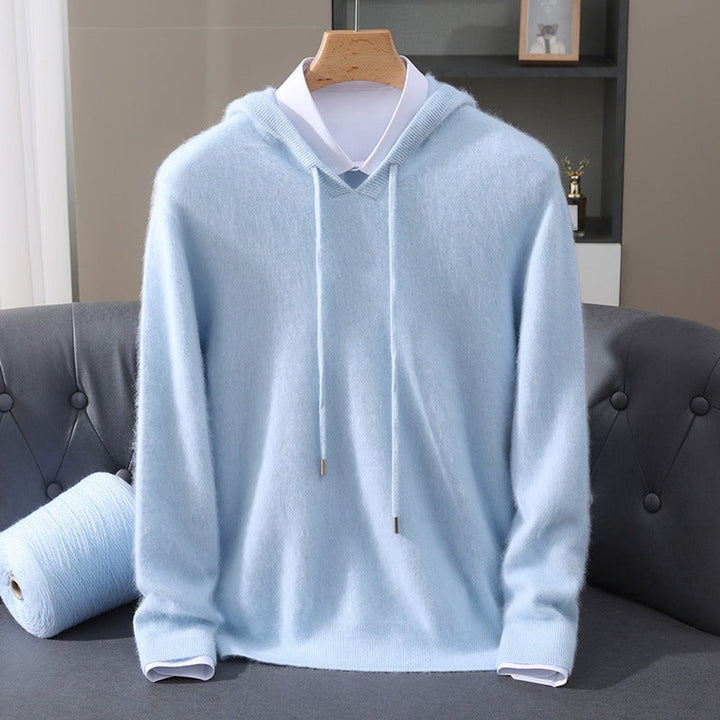 Harry | Mens Knitted Cashmere Hoodie Jumper Drawstring Pullover