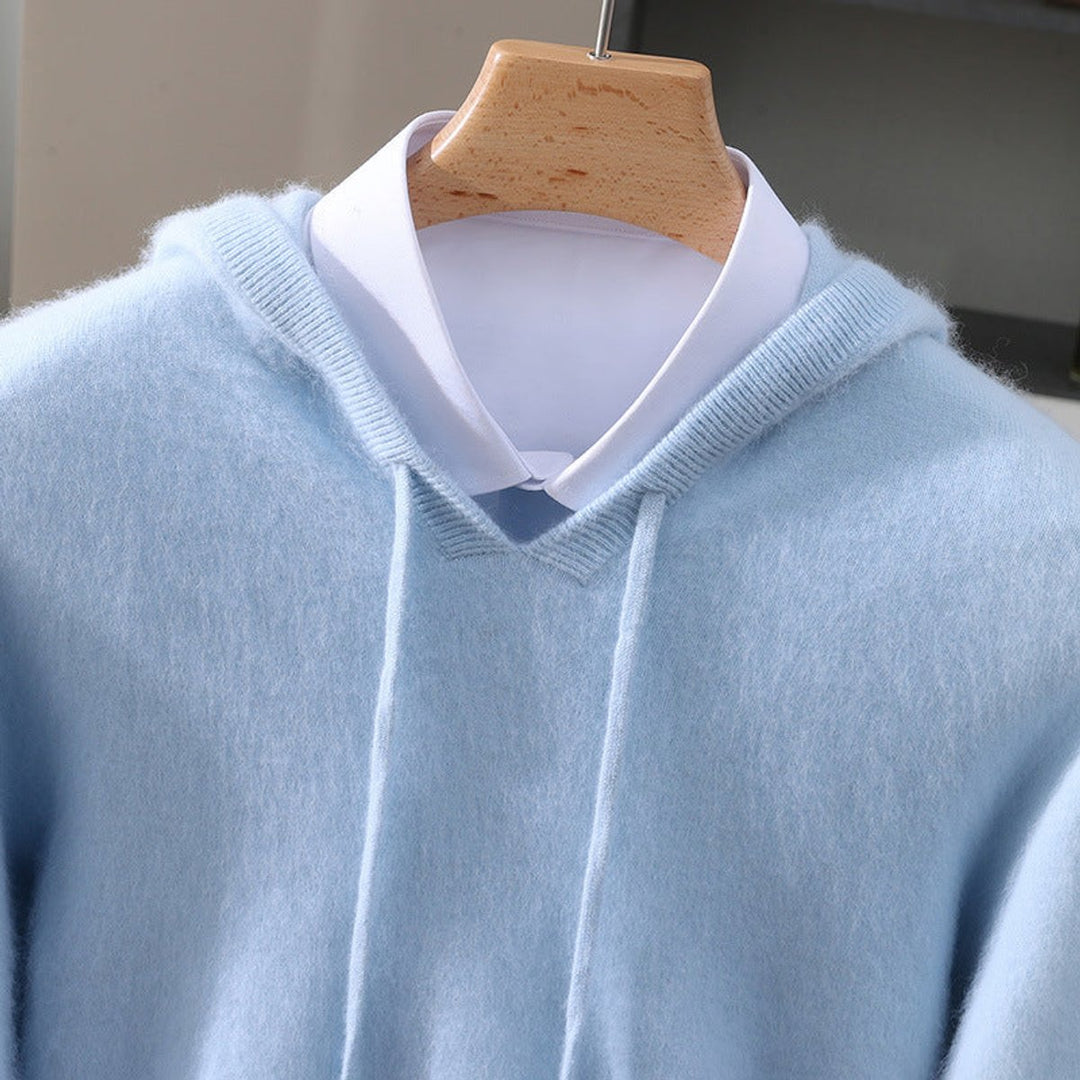 Harry | Mens Knitted Cashmere Hoodie Jumper Drawstring Pullover