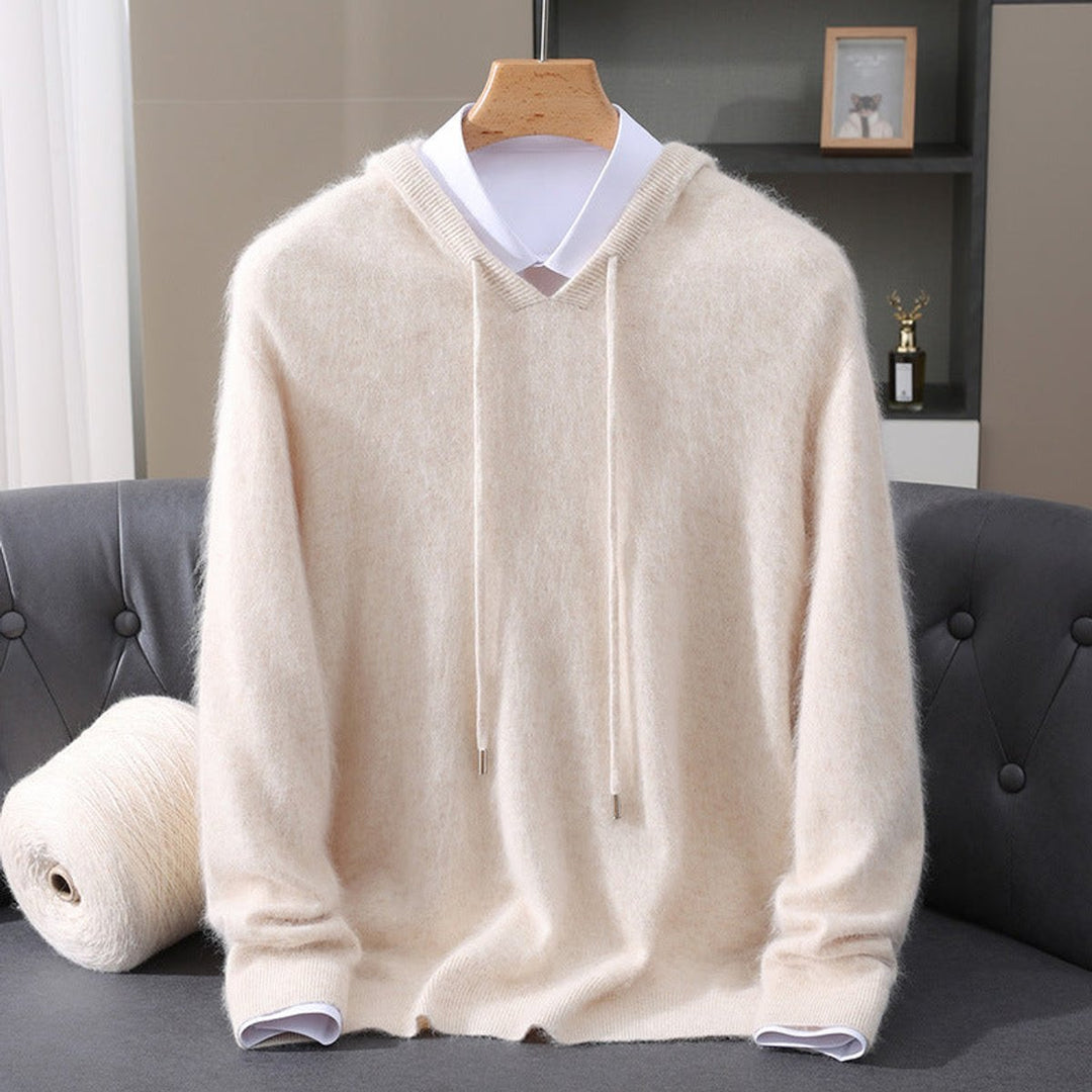 Harry | Mens Knitted Cashmere Hoodie Jumper Drawstring Pullover