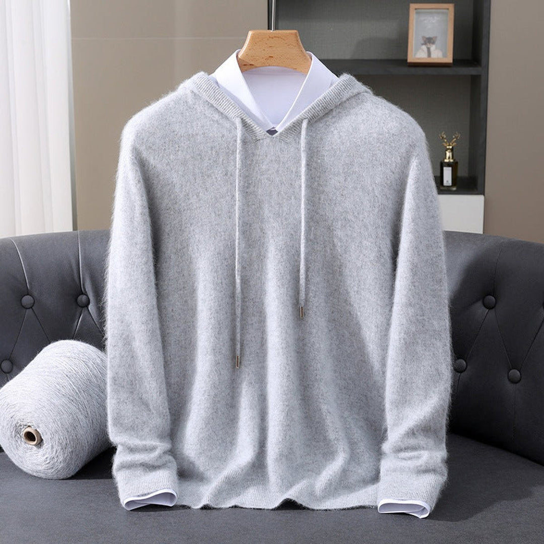 Harry | Mens Knitted Cashmere Hoodie Jumper Drawstring Pullover