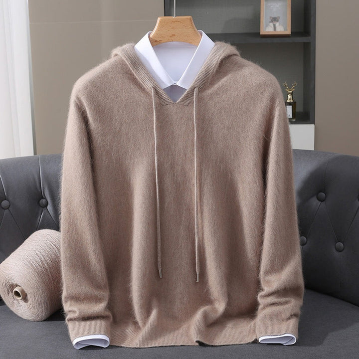 Harry | Mens Knitted Cashmere Hoodie Jumper Drawstring Pullover
