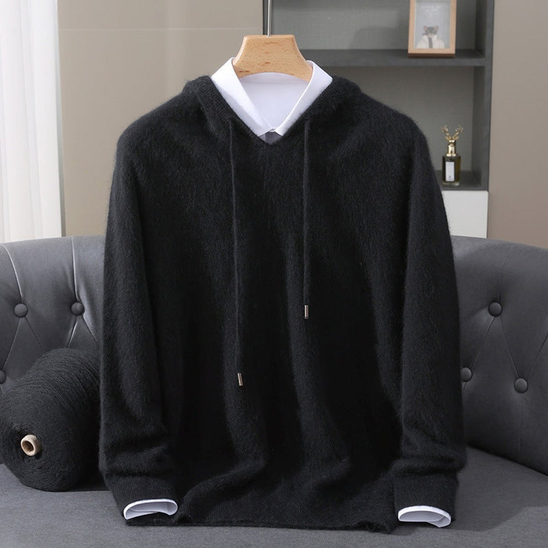 Harry | Mens Knitted Cashmere Hoodie Jumper Drawstring Pullover
