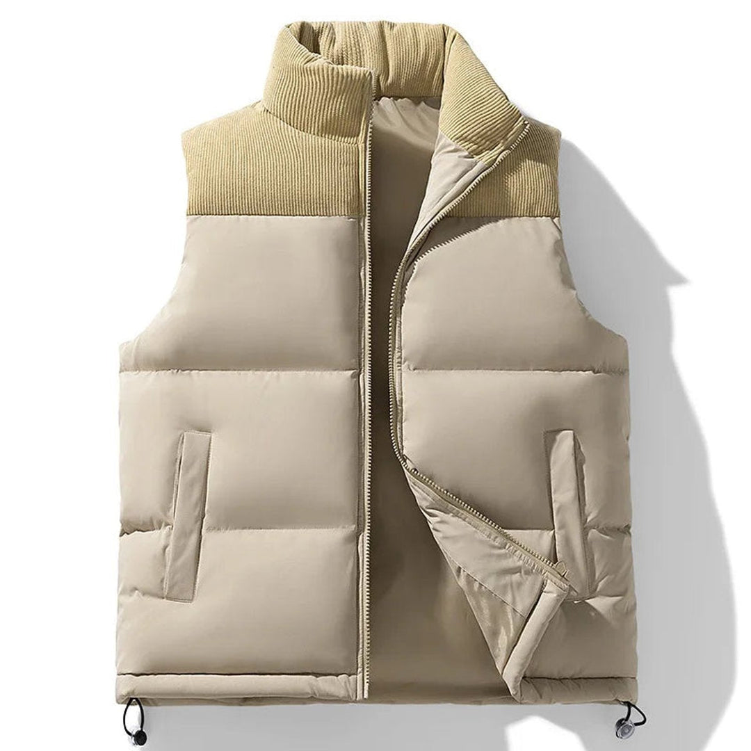 Theo | Men's Knitted Collar Quilted Zip Gilet Insulated Sleeveless Vest