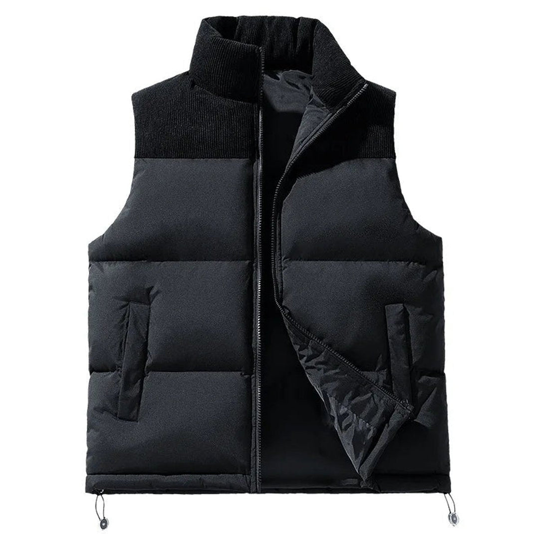 Theo | Men's Knitted Collar Quilted Zip Gilet Insulated Sleeveless Vest