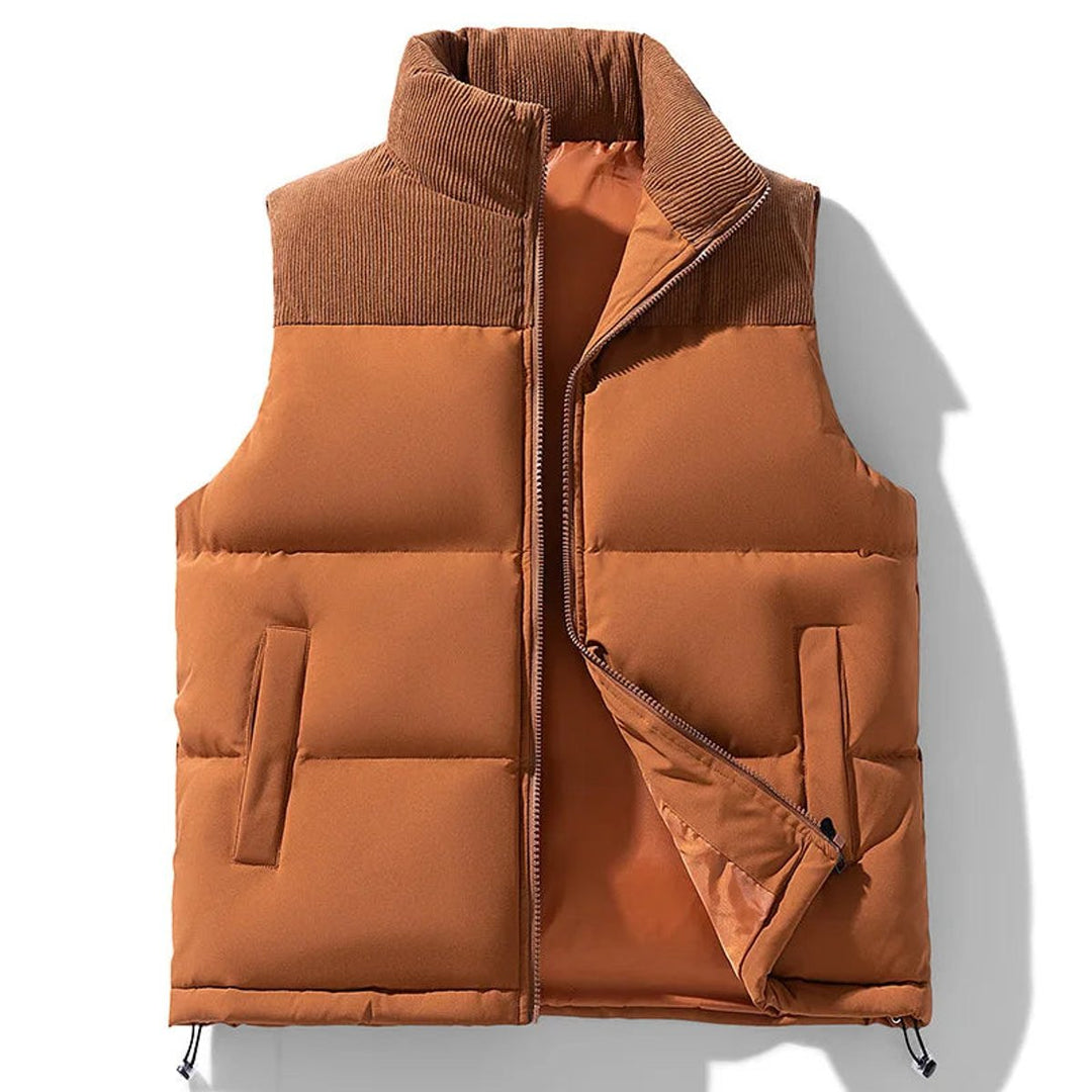 Theo | Men's Knitted Collar Quilted Zip Gilet Insulated Sleeveless Vest