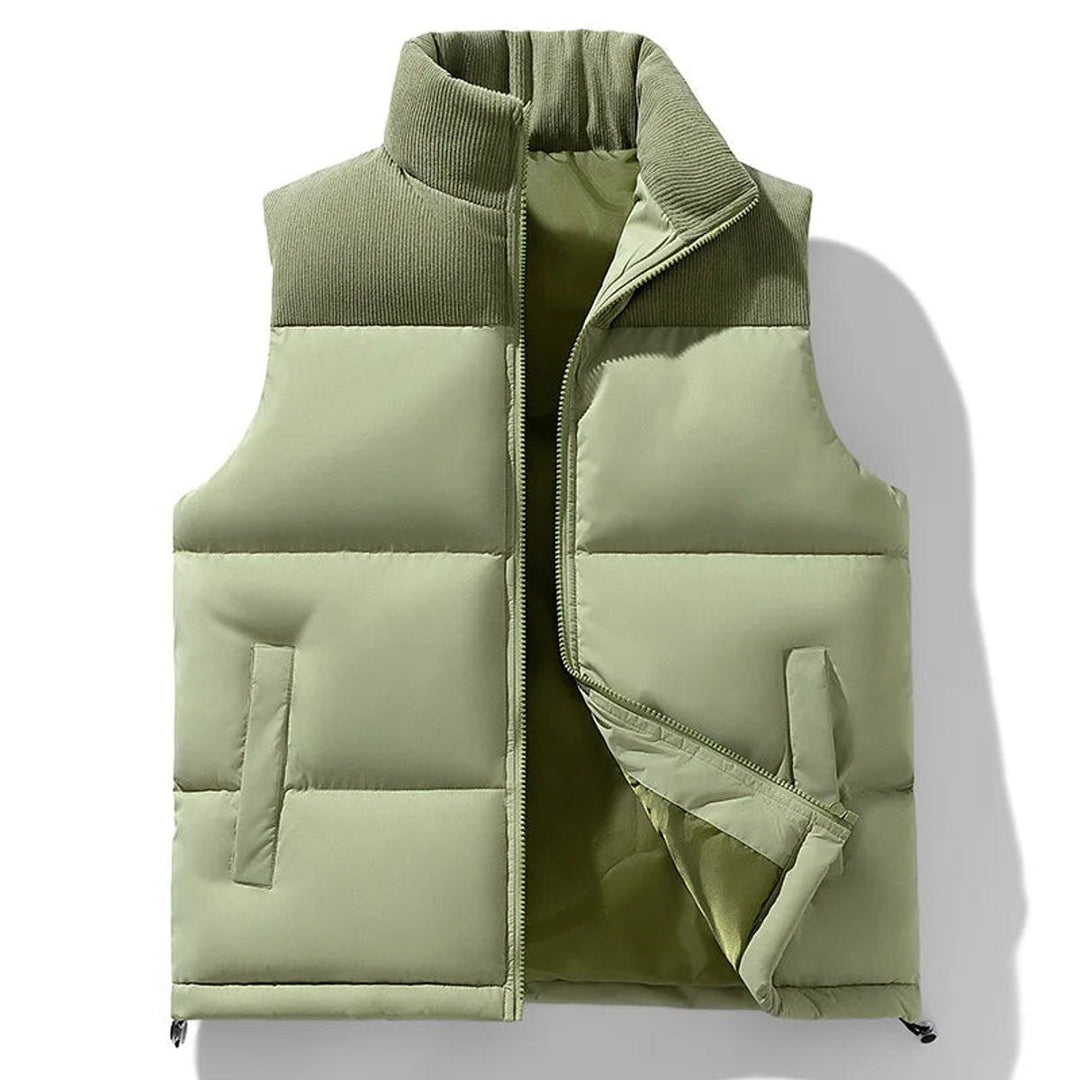 Theo | Men's Knitted Collar Quilted Zip Gilet Insulated Sleeveless Vest