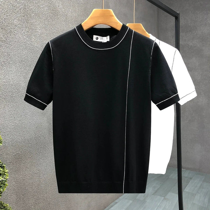 Theo | Men's Cotton Knit Crew Neck Jumper Contrast Stitching