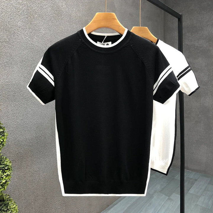 Harry | Men's Knitted Crew Neck Jumper Contrast Stripe Trim