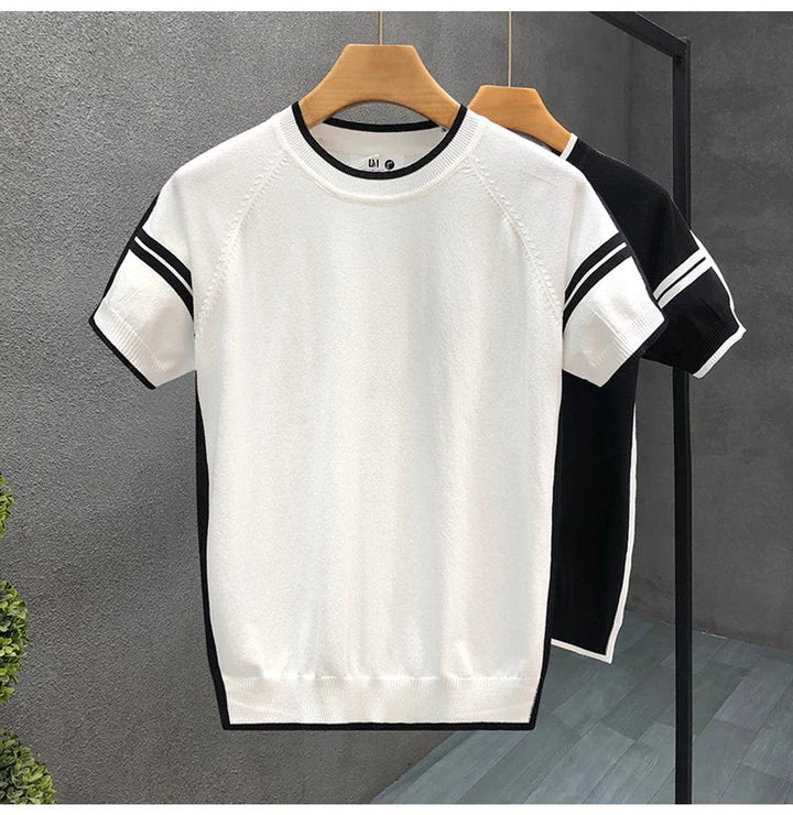 Harry | Men's Knitted Crew Neck Jumper Contrast Stripe Trim