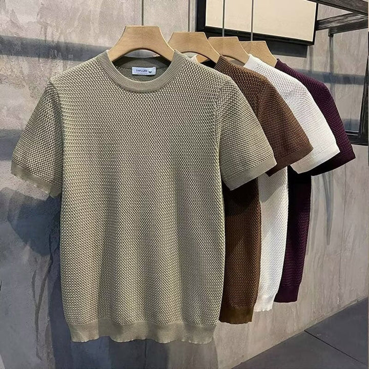 Jacob | Men's Textured Knit Crew Neck Jumper Cotton Blend