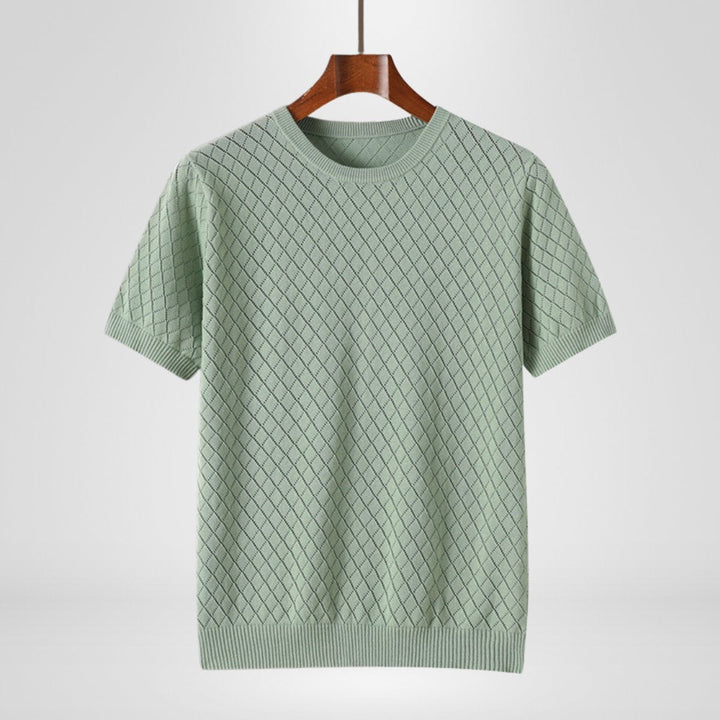 Freddie | Men's Diamond Stitch Knitted Jumper Lightweight Cotton