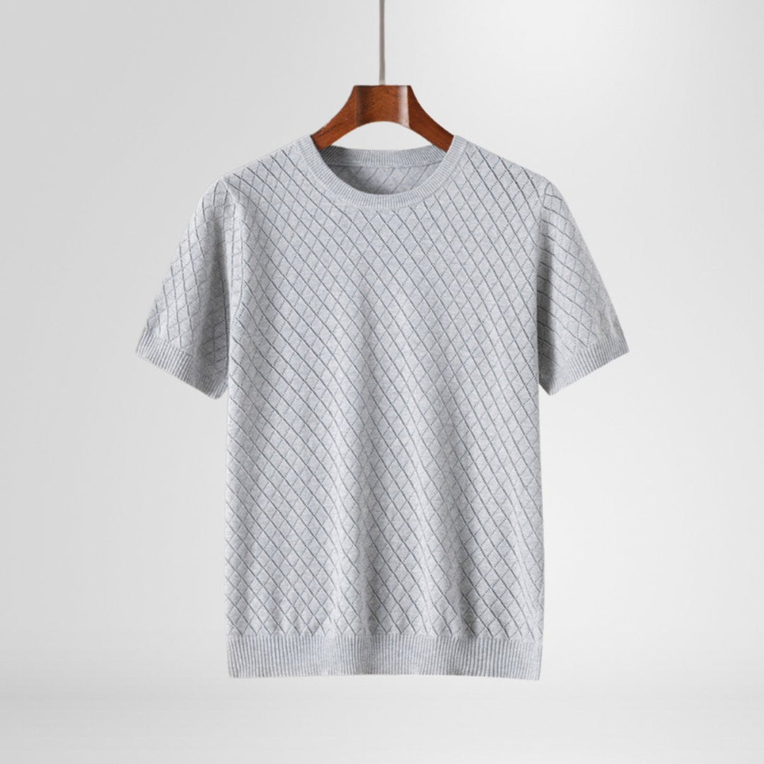Freddie | Men's Diamond Stitch Knitted Jumper Lightweight Cotton