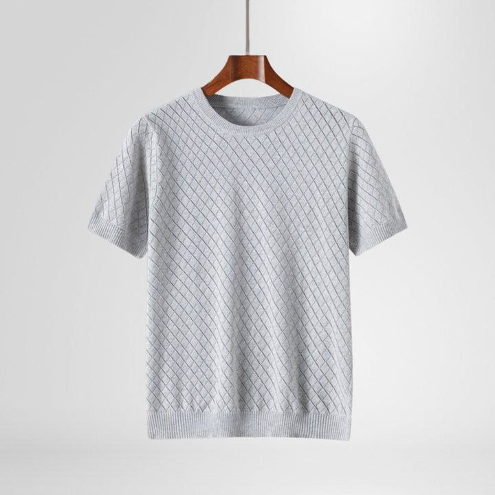 Freddie | Men's Diamond Stitch Knitted Jumper Lightweight Cotton