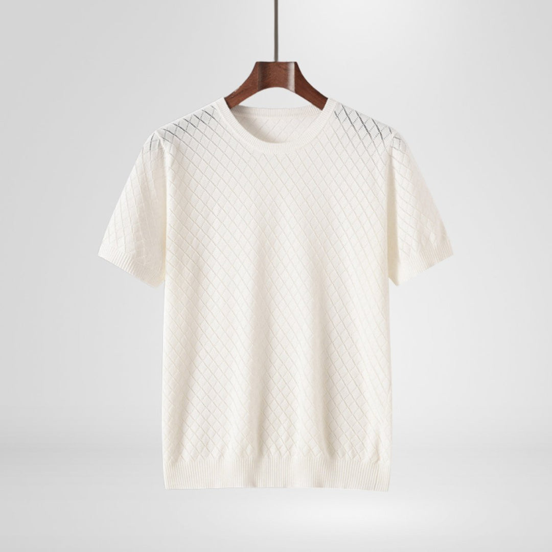 Freddie | Men's Diamond Stitch Knitted Jumper Lightweight Cotton