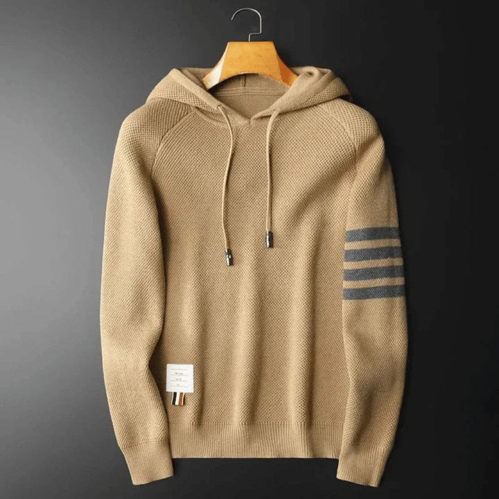 Archie | Men's Knitted Hoodie Jumper Textured Knit Stripe Sleeve