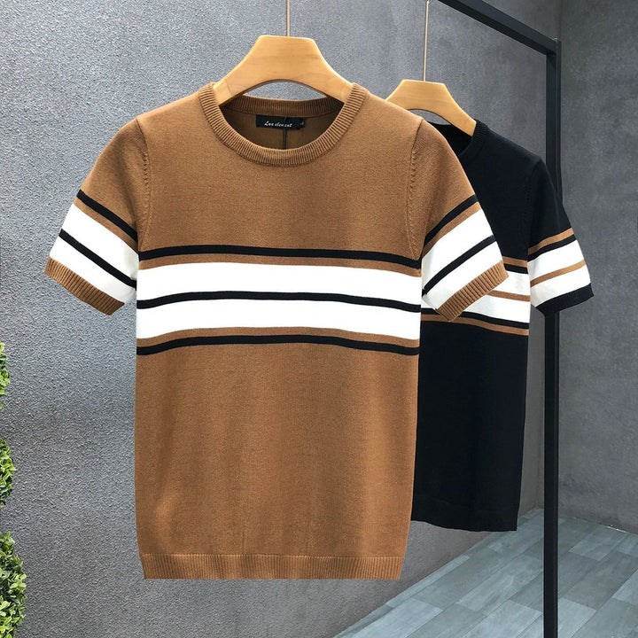 Noah | Men's Retro Stripe Crew Neck Jumper Knitted Fitted