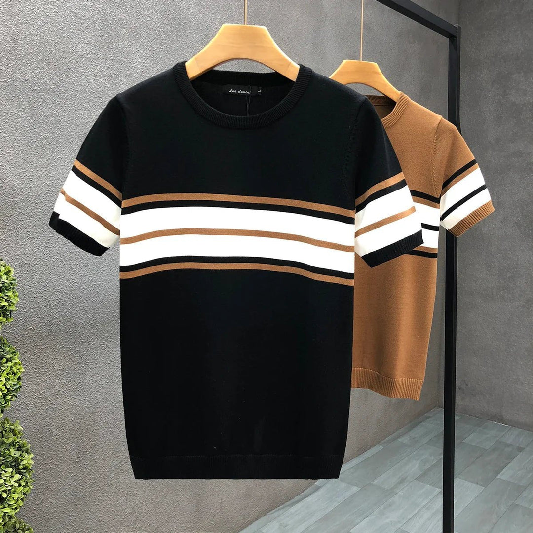 Noah | Men's Retro Stripe Crew Neck Jumper Knitted Fitted