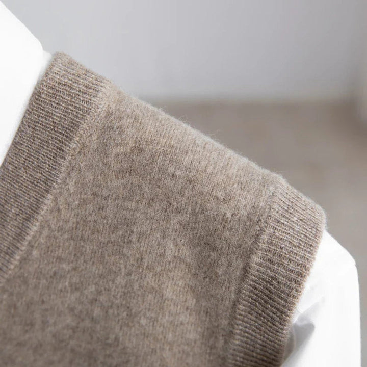 Freddie | Mens Knitted Merino Wool V-Neck Sleeveless Jumper Vest