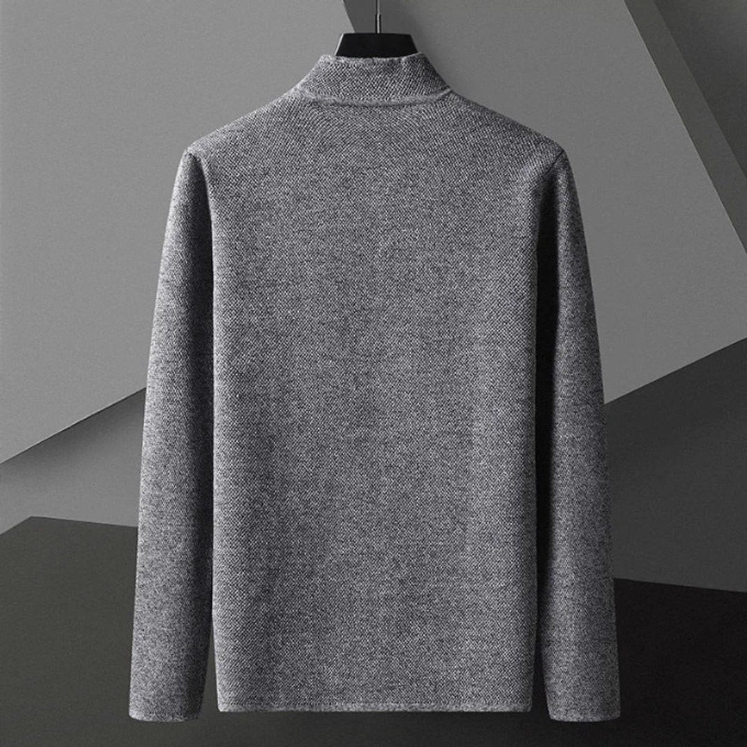 Jacob | Men's Knitted Wool Cardigan Collarless Button-Up Jumper