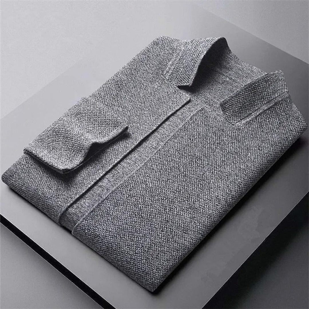 Jacob | Men's Knitted Wool Cardigan Collarless Button-Up Jumper