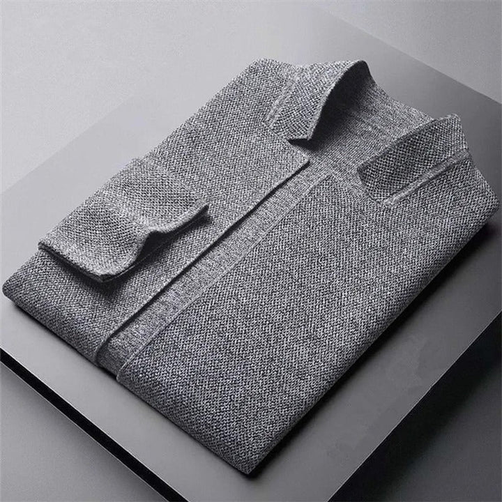 Jacob | Men's Knitted Wool Cardigan Collarless Button-Up Jumper