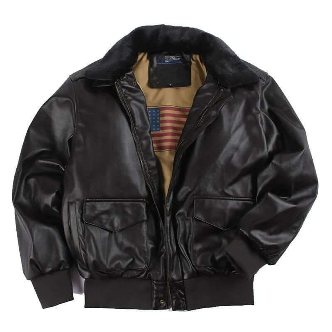 Charlie | Men's Leather Bomber Jacket Shearling Collar Flight Coat