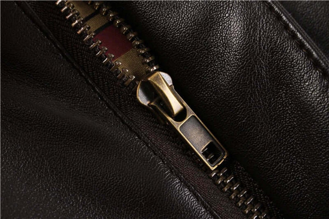 Charlie | Men's Leather Bomber Jacket Shearling Collar Flight Coat