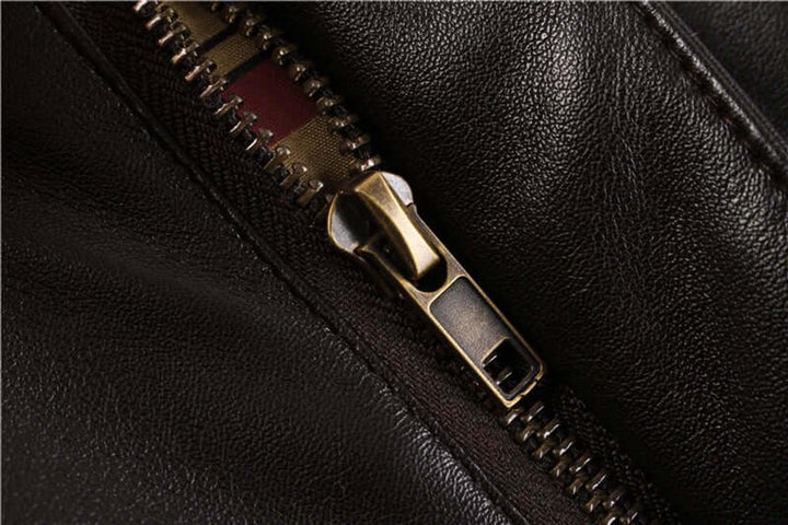 Charlie | Men's Leather Bomber Jacket Shearling Collar Flight Coat