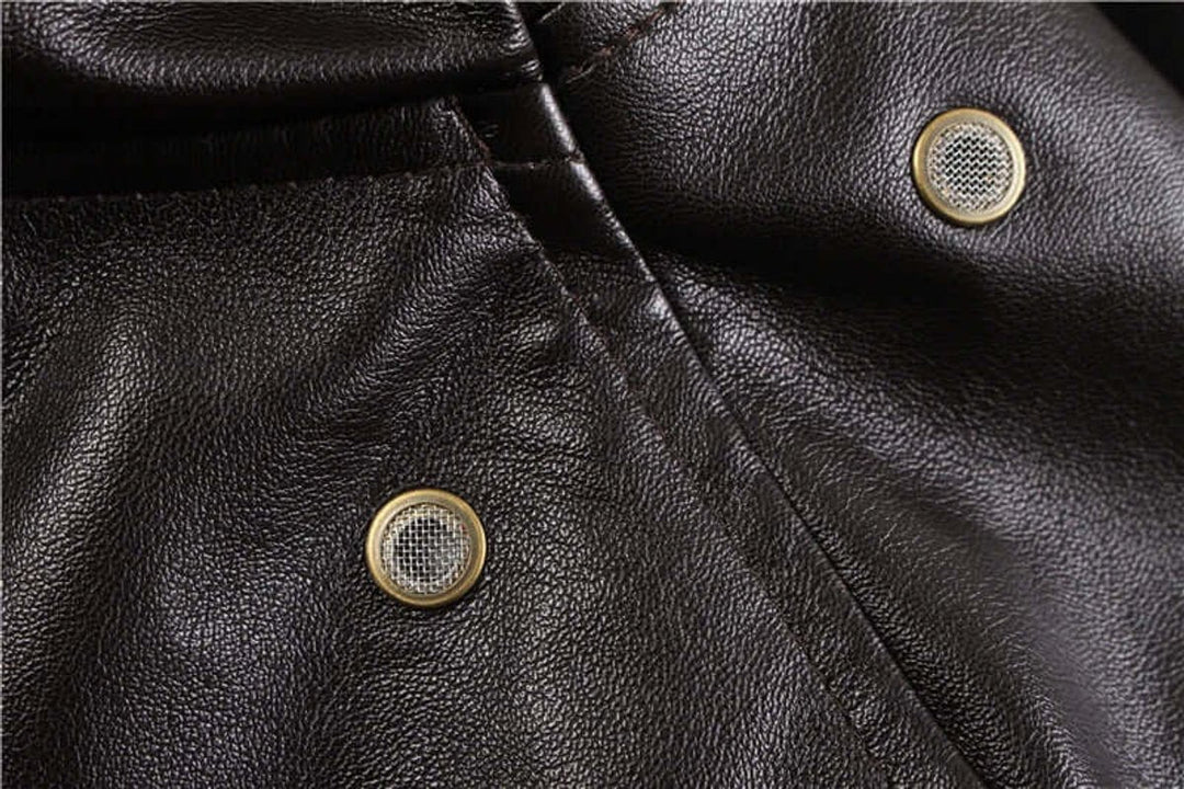 Charlie | Men's Leather Bomber Jacket Shearling Collar Flight Coat