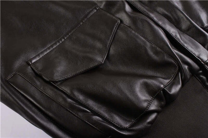 Charlie | Men's Leather Bomber Jacket Shearling Collar Flight Coat