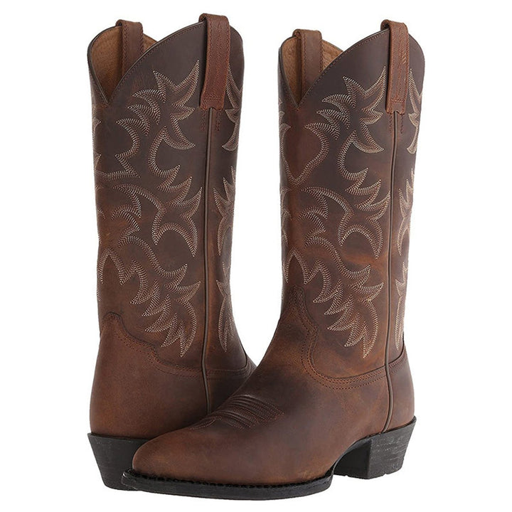 Arthur | Men's Leather Knee-High Western Cowboy Boots Pointed Toe