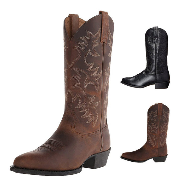 Arthur | Men's Leather Knee-High Western Cowboy Boots Pointed Toe