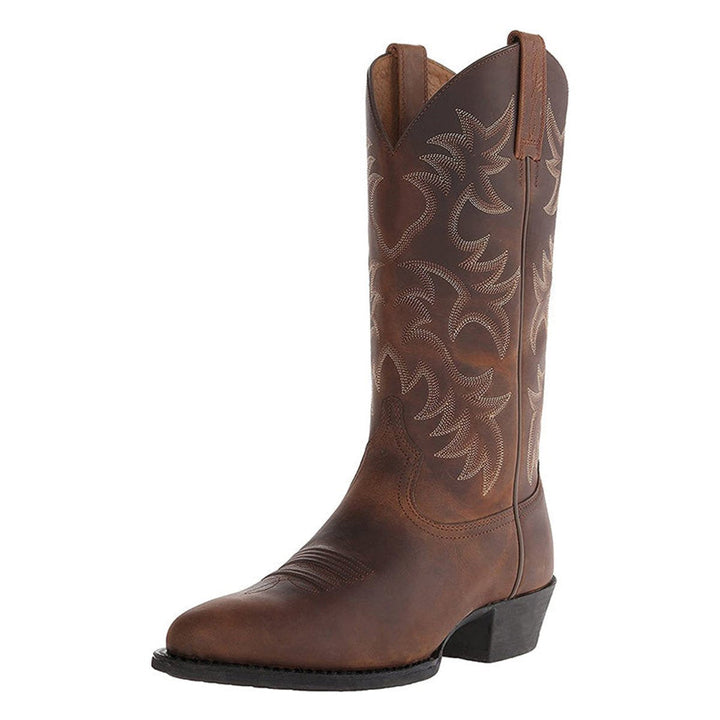 Arthur | Men's Leather Knee-High Western Cowboy Boots Pointed Toe