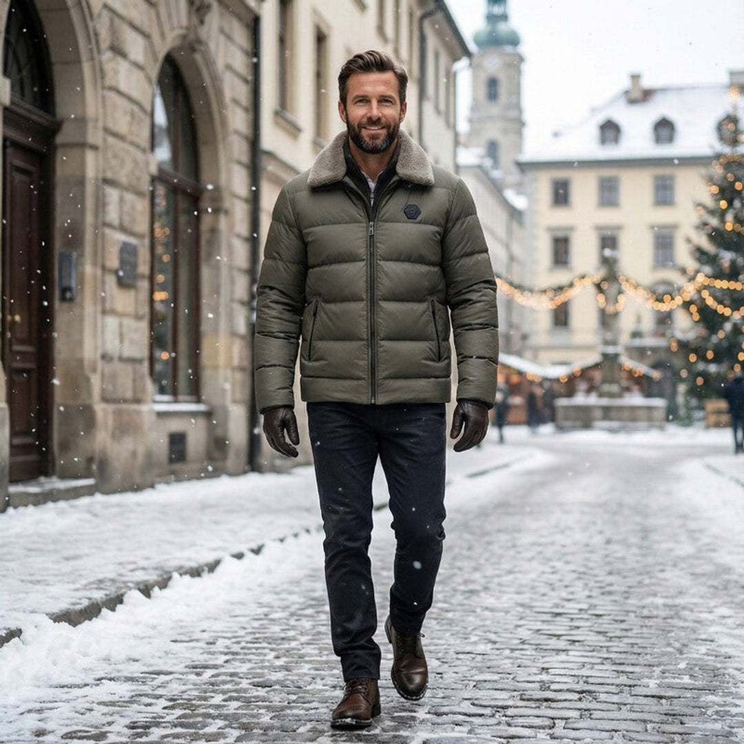 Jacob | Men's Lightweight Down Puffer Waterproof Jacket Fleece Collar Coat