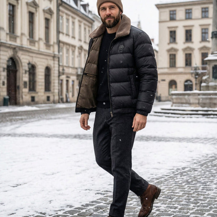 Jacob | Men's Lightweight Down Puffer Waterproof Jacket Fleece Collar Coat