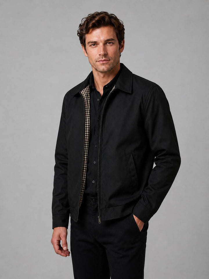 Charlie | Men's Lightweight Smart Casual Zip-Up Bomber Jacket Checked Lining