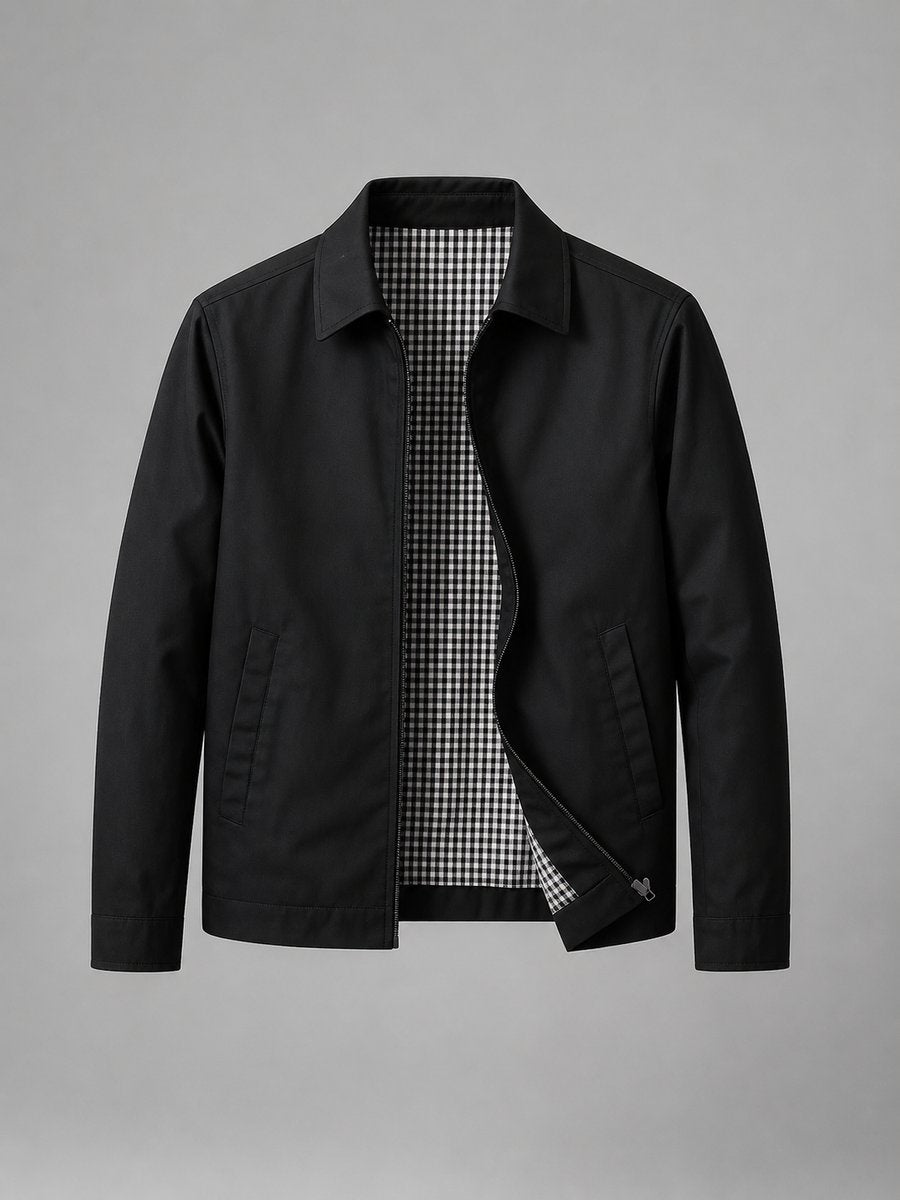 Charlie | Men's Lightweight Smart Casual Zip-Up Bomber Jacket Checked Lining