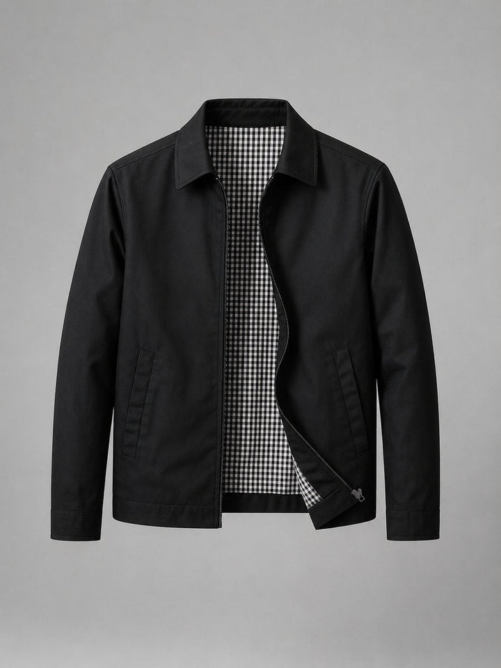 Charlie | Men's Lightweight Smart Casual Zip-Up Bomber Jacket Checked Lining