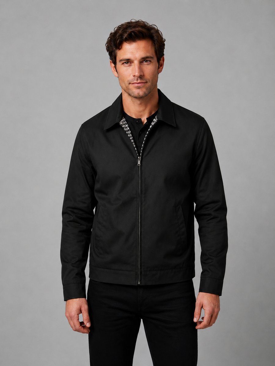 Charlie | Men's Lightweight Smart Casual Zip-Up Bomber Jacket Checked Lining