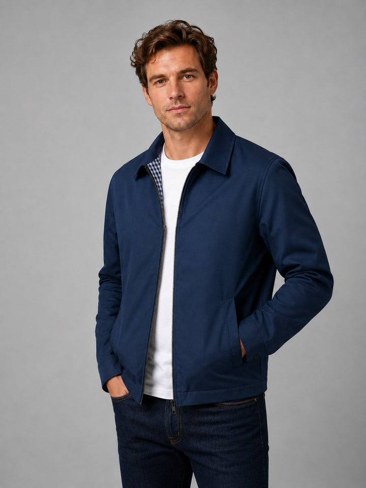 Charlie | Men's Lightweight Smart Casual Zip-Up Bomber Jacket Checked Lining