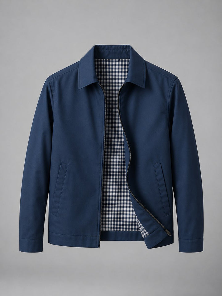 Charlie | Men's Lightweight Smart Casual Zip-Up Bomber Jacket Checked Lining