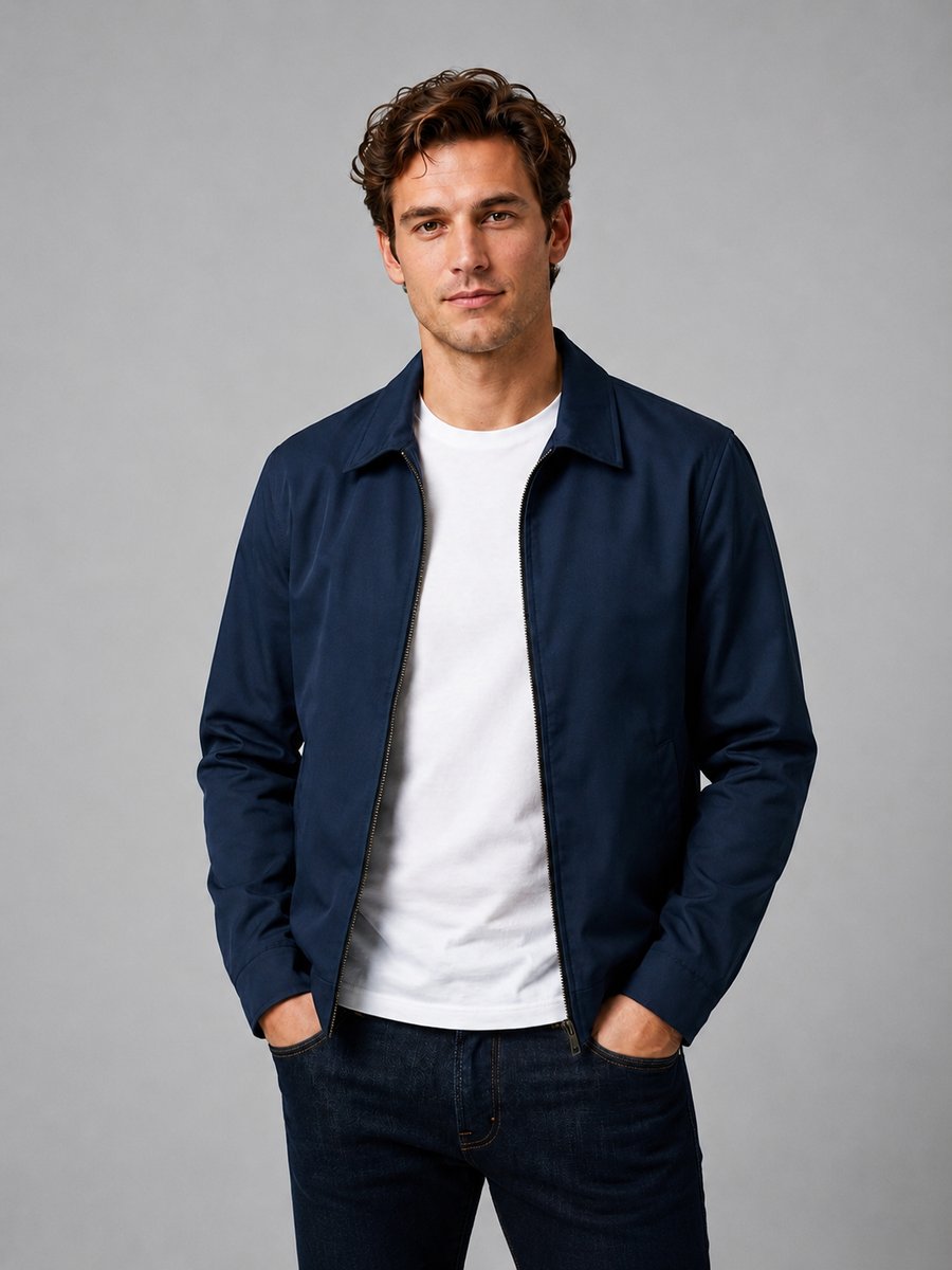 Charlie | Men's Lightweight Smart Casual Zip-Up Bomber Jacket Checked Lining