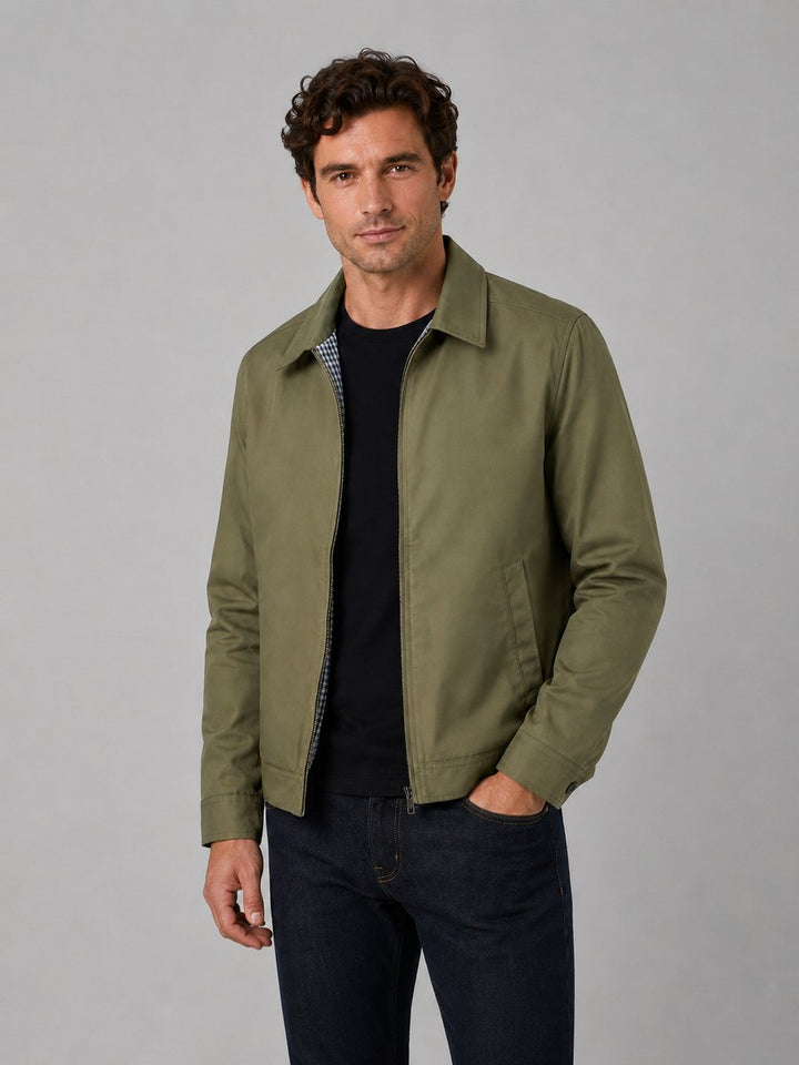 Charlie | Men's Lightweight Smart Casual Zip-Up Bomber Jacket Checked Lining