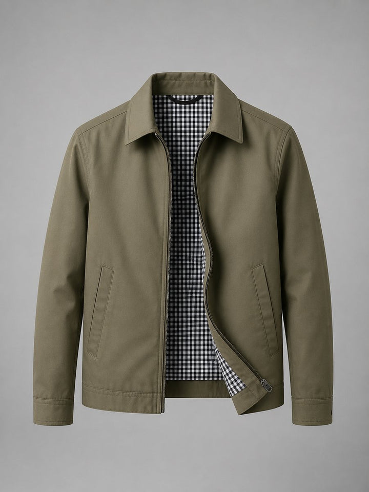 Charlie | Men's Lightweight Smart Casual Zip-Up Bomber Jacket Checked Lining